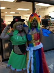 Size: 1280x1707 | Tagged: safe, derpibooru import, applejack, rainbow dash, human, cosplay, irl, irl human, photo