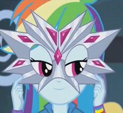 Size: 689x638 | Tagged: safe, screencap, rainbow dash, equestria girls, rainbow rocks, female, mask, solo, spoiler