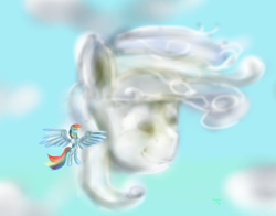 Size: 7680x6018 | Tagged: safe, artist:hippik, derpibooru import, rainbow dash, pegasus, pony, absurd resolution, cloud, solo