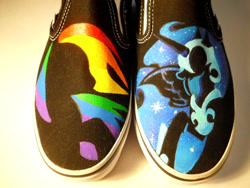 Size: 1500x1125 | Tagged: safe, artist:seriouslysavage, nightmare moon, rainbow dash, pegasus, pony, clothes, custom, shoes