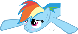 Size: 2814x1222 | Tagged: safe, artist:thumperlikestoast, derpibooru import, rainbow dash, pegasus, pony, blushing, simple background, solo, transparent background, vector