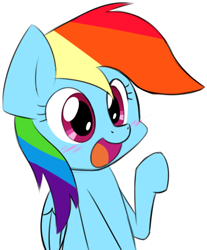 Size: 600x726 | Tagged: safe, artist:yoshimaru, rainbow dash, pegasus, pony, blushing, cute, dashabetes, female, mare, open mouth, simple background, solo, white background