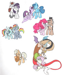 Size: 1024x1212 | Tagged: safe, artist:frankilew, derpibooru import, applejack, discord, fluttershy, hondo flanks, igneous rock pie, night light, pinkie pie, rainbow blaze, rainbow dash, rarity, twilight sparkle, twilight sparkle (alicorn), alicorn, draconequus, earth pony, pegasus, pony, unicorn, father and child, father and daughter, father's day, female, harsher in hindsight, male, mare, parent and child, surrogate father, traditional art