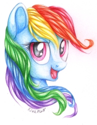 Size: 1897x2439 | Tagged: safe, artist:vird-gi, rainbow dash, pegasus, pony, bust, portrait, solo, traditional art