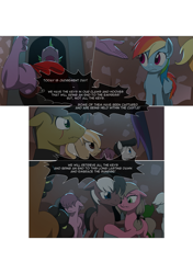 Size: 3541x5016 | Tagged: safe, artist:gashiboka, derpibooru import, applejack, rainbow dash, spike, dragon, earth pony, pegasus, pony, comic:recall the time of no return, comic, older, older spike