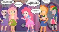 Size: 631x344 | Tagged: safe, derpibooru import, edit, edited screencap, screencap, applejack, fluttershy, pinkie pie, rainbow dash, rarity, equestria girls, equestria girls (movie), thought bubble