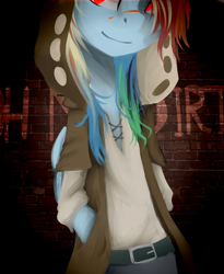 Size: 2100x2560 | Tagged: safe, artist:facerenon, rainbow dash, pegasus, pony, crossover, kagerou project, mekakucity actors, shuuya kano, solo