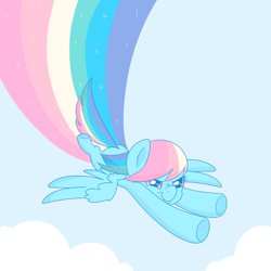 Size: 1280x1279 | Tagged: safe, artist:ponycide, rainbow dash, pegasus, pony, female, flying, mare, rainbow trail, solo