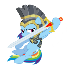 Size: 5314x5027 | Tagged: safe, artist:php50, commander hurricane, rainbow dash, pegasus, pony, absurd resolution, simple background, solo, sword, transparent background, vector