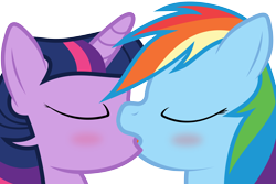 Size: 6000x4000 | Tagged: safe, artist:waveywaves, rainbow dash, twilight sparkle, pegasus, pony, female, kissing, lesbian, shipping, twidash