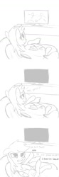 Size: 525x1575 | Tagged: safe, artist:ab, rainbow dash, pegasus, pony, angry, football, monochrome, threat