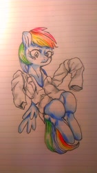 Size: 720x1280 | Tagged: safe, artist:nekubi, rainbow dash, pegasus, pony, clothes, lined paper, shirt, solo, traditional art