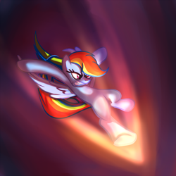 Size: 1000x1000 | Tagged: safe, artist:discorded, rainbow dash, pegasus, pony, female, gradient background, mare, solo