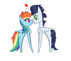 Size: 965x827 | Tagged: safe, artist:rai2n, derpibooru import, rainbow dash, soarin', pegasus, pony, boop, heart, male, noseboop, shipping, simple background, soarindash, straight, transparent background