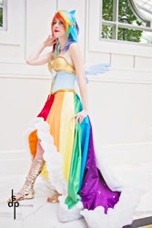 Size: 415x622 | Tagged: safe, artist:flying-fox, rainbow dash, human, clothes, cosplay, dress, gala dress, irl, irl human, photo, solo