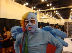 Size: 850x637 | Tagged: safe, rainbow dash, human, brony, cosplay, irl, irl human, nightmare fuel, photo, wat