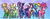 Size: 1024x399 | Tagged: safe, artist:flarities, derpibooru import, applejack, fili-second, fluttershy, masked matter-horn, mistress marevelous, pinkie pie, radiance, rainbow dash, rarity, saddle rager, twilight sparkle, twilight sparkle (alicorn), zapp, alicorn, earth pony, pegasus, pony, unicorn, season 4, female, goggles, mare, power ponies, speculation