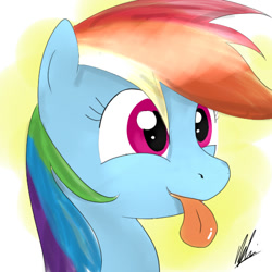 Size: 512x512 | Tagged: safe, artist:edrian, rainbow dash, pegasus, pony, color, solo, tongue out