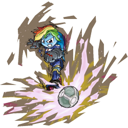 Size: 850x850 | Tagged: safe, artist:gamefreakdx, rainbow dash, equestria girls, football, mario strikers charged, solo, style emulation, super mario bros.