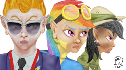 Size: 914x505 | Tagged: safe, artist:tastes-like-fry, daring do, rainbow dash, spitfire, human, abomination, humanized, i dont even, uncanny valley, why