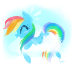 Size: 800x729 | Tagged: safe, artist:meekcheep, rainbow dash, pegasus, pony, cloud, cloudy, eyes closed, solo