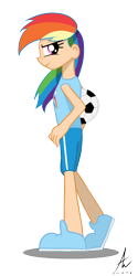 Size: 1000x2000 | Tagged: safe, artist:truffle shine, derpibooru import, rainbow dash, human, football, humanized, simple background, solo