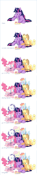 Size: 522x2430 | Tagged: safe, artist:sion, derpibooru import, applejack, fluttershy, pinkie pie, rainbow dash, rarity, twilight sparkle, twilight sparkle (alicorn), alicorn, earth pony, pegasus, pony, unicorn, female, immortality blues, mane six, mare, pixiv