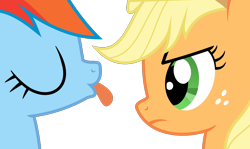 Size: 2000x1191 | Tagged: safe, artist:arifproject, derpibooru import, applejack, rainbow dash, earth pony, pegasus, pony, fall weather friends, cute, simple background, tongue out, transparent background, vector