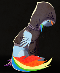 Size: 662x800 | Tagged: safe, artist:bluefluffydinosaur, rainbow dash, pegasus, pony, clothes, crying, hoodie, sad, solo