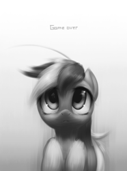 Size: 1800x2425 | Tagged: safe, artist:sy-vs, rainbow dash, pegasus, pony, black and white, grayscale, monochrome, solo