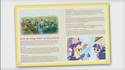 Size: 1683x944 | Tagged: safe, derpibooru import, screencap, applejack, mare do well, rainbow dash, twilight sparkle, earth pony, pegasus, pony, tails of equestria, official, ponyville, preview, rpg