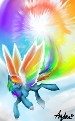 Size: 3445x5512 | Tagged: safe, artist:azurajae, rainbow dash, pegasus, pony, flying, rainbow trail, solo, sonic rainboom