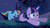 Size: 850x478 | Tagged: safe, screencap, rainbow dash, twilight sparkle, pegasus, pony, friendship is magic, butt interest, ei, eyes on the prize, hub logo, lidded eyes, out of context, scared