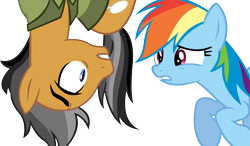 Size: 14727x8578 | Tagged: safe, artist:cyanlightning, derpibooru import, quibble pants, rainbow dash, pegasus, pony, stranger than fan fiction, .svg available, absurd resolution, looking at each other, simple background, transparent background, upside down, vector