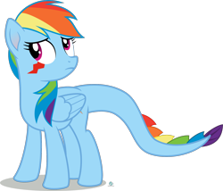 Size: 2000x1709 | Tagged: safe, artist:arifproject, derpibooru import, rainbow dash, monster pony, original species, tatzlpony, cute, scared, simple background, solo, species swap, tatzldash, transparent background, vector