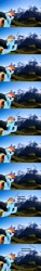Size: 900x5976 | Tagged: safe, rainbow dash, death stare, echo, irl, mountain, photo, ponies in real life, text, vulgar, wat