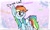 Size: 512x308 | Tagged: safe, artist:redshycup, rainbow dash, pegasus, pony, annoyed, blatant lies, cute, dashabetes, fangs, i'm not cute, messy mane, open mouth, raised hoof, solo