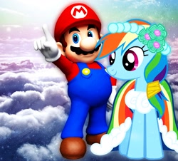 Size: 1164x1050 | Tagged: safe, rainbow dash, pegasus, pony, copy and paste, crack shipping, crossover, crossover shipping, drama, female, male, mario, straight, super mario bros.