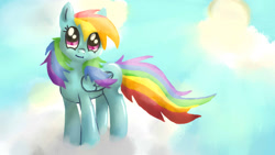 Size: 1600x900 | Tagged: safe, artist:kiironofukuro, rainbow dash, pegasus, pony, female, mare, simple background, solo