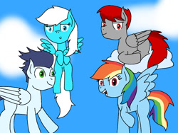 Size: 1024x768 | Tagged: safe, artist:ashley-the-muffin, rainbow dash, soarin', oc, pegasus, pony, female, male, mare, stallion