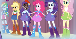 Size: 741x385 | Tagged: safe, derpibooru import, applejack, fluttershy, pinkie pie, rainbow dash, rarity, twilight sparkle, equestria girls, become an equestria girl, mane six