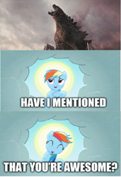 Size: 501x731 | Tagged: safe, rainbow dash, kaiju, pegasus, pony, godzilla, godzilla (series), godzilla 2014, roar