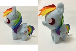 Size: 960x640 | Tagged: safe, artist:mosopple, derpibooru import, rainbow dash, chibi, irl, photo, plushie, solo