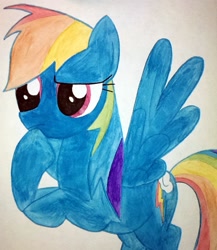 Size: 1481x1703 | Tagged: safe, artist:daniel09, rainbow dash, pegasus, pony, solo, traditional art, watercolor painting