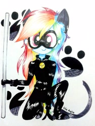 Size: 1920x2560 | Tagged: safe, artist:liaaqila, derpibooru import, rainbow dash, equestria girls, chat noir, crossover, miraculous ladybug, solo