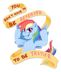 Size: 500x586 | Tagged: safe, artist:yorikitsune, edit, rainbow dash, pegasus, pony, dragonzball p, mouthpiece, old banner, oney, solo