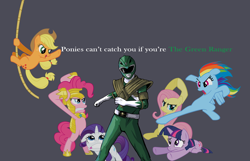 Size: 1400x900 | Tagged: safe, derpibooru import, applejack, fluttershy, pinkie pie, rainbow dash, rarity, twilight sparkle, earth pony, pegasus, pony, unicorn, dragon ranger, green ranger, kyouryuu sentai zyuranger, madskillz, meme, mighty morphin power rangers, ninja, power rangers, super sentai