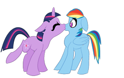 Size: 1019x640 | Tagged: safe, artist:mlpmare-to-mare, rainbow dash, twilight sparkle, pegasus, pony, base used, female, kissing, lesbian, shipping, surprise kiss, twidash