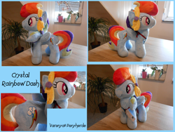 Size: 1600x1200 | Tagged: safe, artist:varonya, derpibooru import, rainbow dash, crystal pony, pony, crystallized, irl, photo, plushie, solo