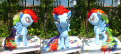 Size: 5184x2304 | Tagged: safe, artist:raynaldo, derpibooru import, rainbow dash, irl, photo, plushie, solo, yarn